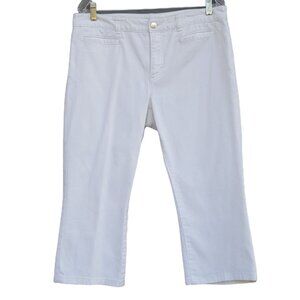 Chaps womens capris Size 34" Waist White Pockets Stretch Denim